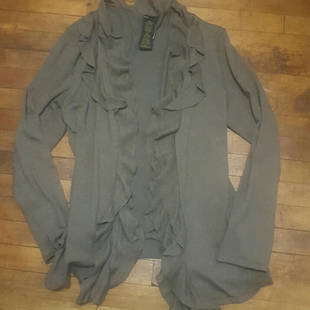 Brown ruffle cardigan
